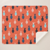 ヴィンテージ魚の継ぎ目のない模様。魚の群れ シェルパブランケット (正面(横))