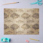 ヴィンテージ魚の茶色のデコパージュ 薄葉紙 (クラフト)