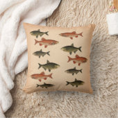 ヴィンテージ魚イラストレーション枕 クッション (ブランケット)