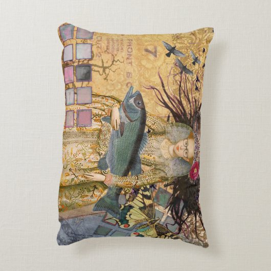 ヴィンテージ魚座の女性ゴシッククラシック体 アクセントクッション (裏面(縦))