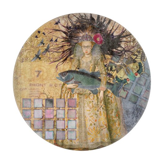 ヴィンテージ魚座の女性ゴシッククラシック体 カッティングボード (正面)