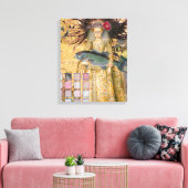 ヴィンテージ魚座の女性ゴシッククラシック体 キャンバスプリント (インサイチュ (リビング))