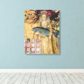 ヴィンテージ魚座の女性ゴシッククラシック体 キャンバスプリント (インサイチュ (ウッドフロア))