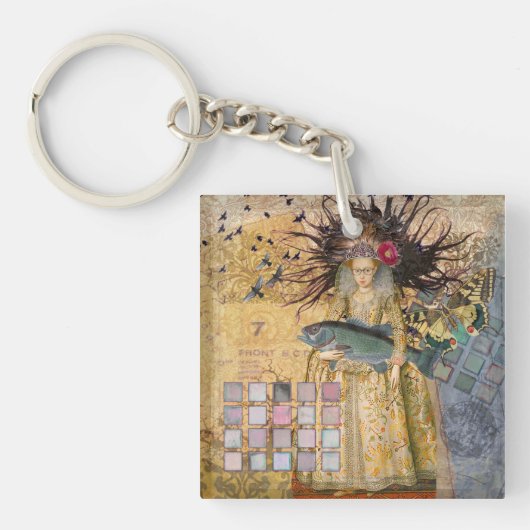 ヴィンテージ魚座の女性ゴシッククラシック体 キーホルダー (正面)