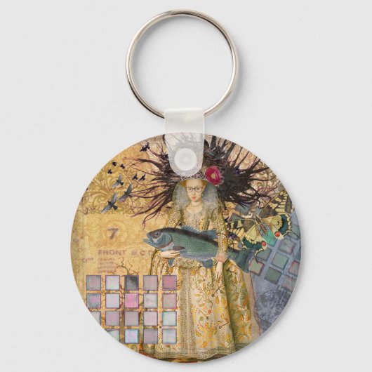 ヴィンテージ魚座の女性ゴシッククラシック体 キーホルダー (正面)