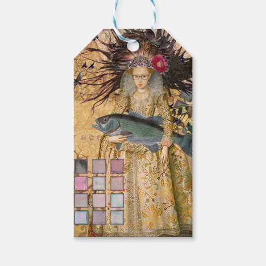 ヴィンテージ魚座の女性ゴシッククラシック体 ギフトタグ (正面)