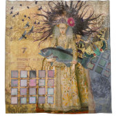 ヴィンテージ魚座の女性ゴシッククラシック体 シャワーカーテン (正面)