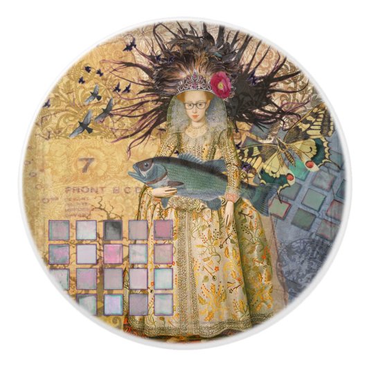 ヴィンテージ魚座の女性ゴシッククラシック体 セラミックノブ (正面)