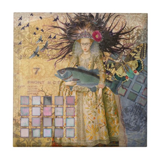 ヴィンテージ魚座の女性ゴシッククラシック体 タイル (正面)