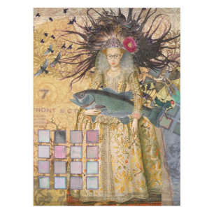 ヴィンテージ魚座の女性ゴシッククラシック体 テーブルクロス