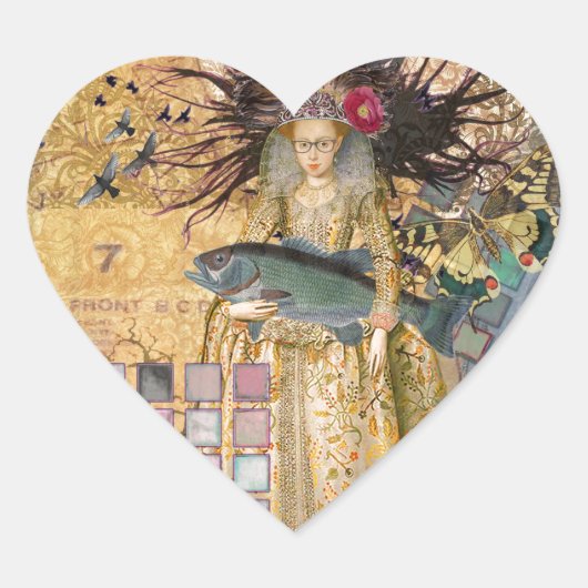 ヴィンテージ魚座の女性ゴシッククラシック体 ハートシール (正面)