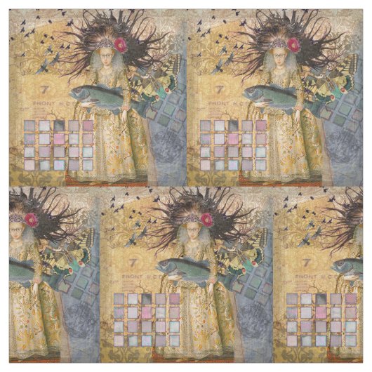 ヴィンテージ魚座の女性ゴシッククラシック体 ファブリック (見本)