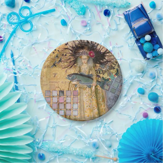 ヴィンテージ魚座の女性ゴシッククラシック体 ペーパープレート (パーティー)