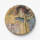 ヴィンテージ魚座の女性ゴシッククラシック体 ペーパープレート (正面)