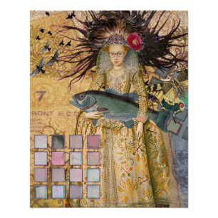 ヴィンテージ魚座の女性ゴシッククラシック体 ポスター