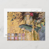 ヴィンテージ魚座の女性ゴシッククラシック体 ポストカード (正面/裏面)