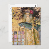 ヴィンテージ魚座の女性ゴシッククラシック体 ポストカード (正面/裏面)