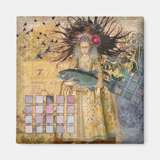 ヴィンテージ魚座の女性ゴシッククラシック体 マグネット (正面)