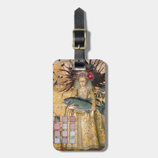 ヴィンテージ魚座の女性ゴシッククラシック体 ラゲッジタグ (正面縦)