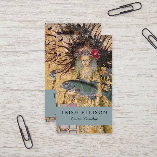 ヴィンテージ魚座の女性ゴシッククラシック体 名刺 (正面/裏面インサイチュ)