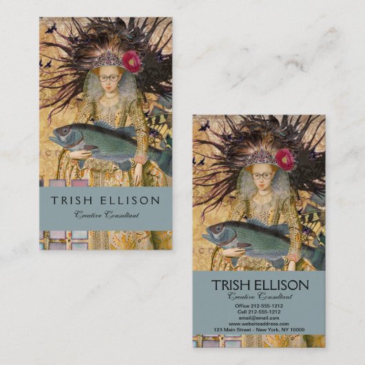 ヴィンテージ魚座の女性ゴシッククラシック体 名刺 (正面/裏面)