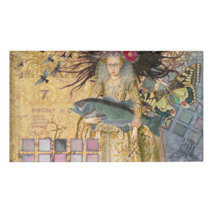 ヴィンテージ魚座の女性ゴシッククラシック体 名札