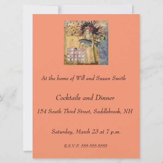 ヴィンテージ魚座の女性ゴシッククラシック体 招待状 (裏面)