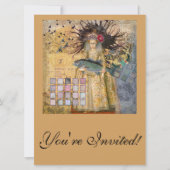 ヴィンテージ魚座の女性ゴシッククラシック体 招待状 (正面)