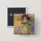 ヴィンテージ魚座の女性ゴシッククラシック体 缶バッジ (正面&裏面)