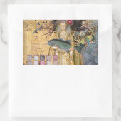 ヴィンテージ魚座の女性ゴシッククラシック体 長方形シール (バッグ)