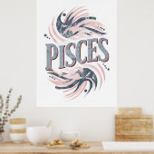 ヴィンテージ魚座〔占星術の〕十二宮図標識 ポスター (キッチン)