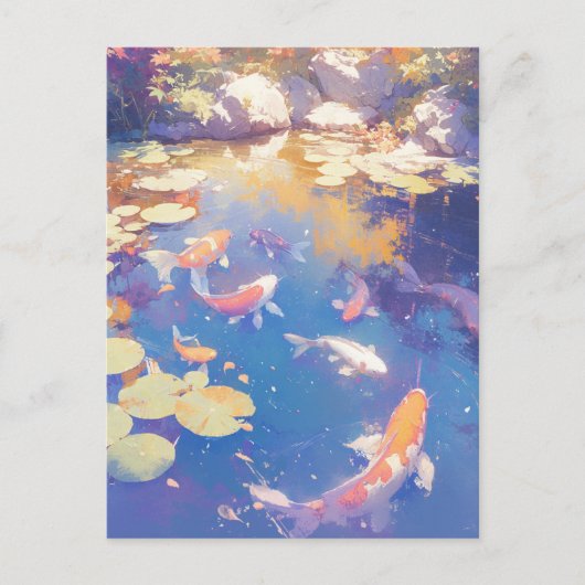 ヴィンテージ魚水彩画絵を描葉書 ポストカード (正面)