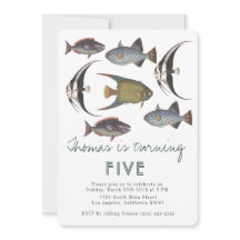 ヴィンテージ魚誕生日招待状
