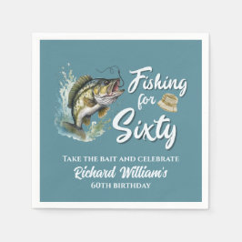 ヴィンテージ魚釣りをテーマにした60th誕生日パーティー スタンダードカクテルナプキン