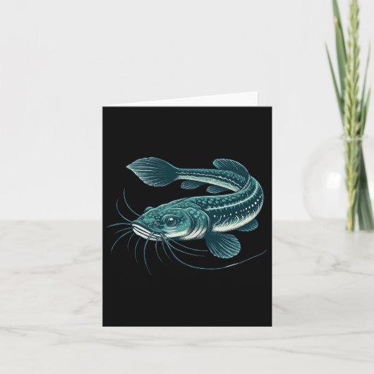 ヴィンテージ魚釣りアートワーク歩くナマズ カード (正面)