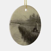 ヴィンテージ魚釣りアート セラミックオーナメント (右)