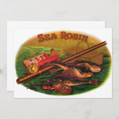 ヴィンテージ魚釣りギアシガーラベルアートシーロビン (正面/裏面)