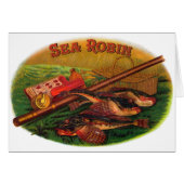 ヴィンテージ魚釣りギアシガーラベルアートシーロビン (正面横)