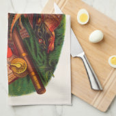 ヴィンテージ魚釣りギアシガーラベルアートシーロビン キッチンタオル (四つ折り)