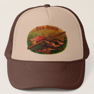 ヴィンテージ魚釣りギアシガーラベルアートシーロビン キャップ