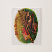 ヴィンテージ魚釣りギアシガーラベルアートシーロビン ジグソーパズル (縦)