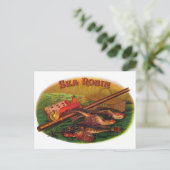 ヴィンテージ魚釣りギアシガーラベルアートシーロビン ポストカード (スタンド正面)