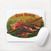 ヴィンテージ魚釣りギアシガーラベルアートシーロビン マウスパッド (マウス)