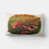 ヴィンテージ魚釣りギアシガーラベルアートシーロビン ランバークッション (裏面)