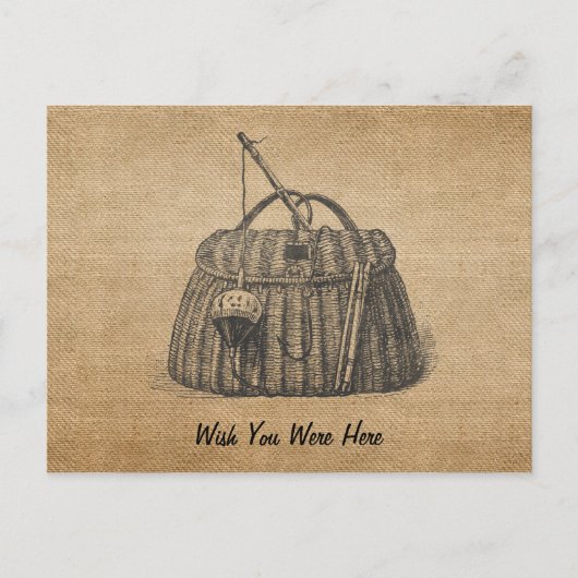 ヴィンテージ魚釣りタックボックスラップ葉書 ポストカード (正面)