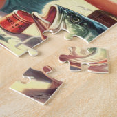 ヴィンテージ魚釣りピン留め ジグソーパズル (側面)