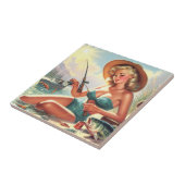 ヴィンテージ魚釣りピン留め タイル (側面)