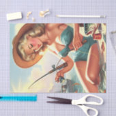 ヴィンテージ魚釣りピン留め 薄葉紙 (クラフト)