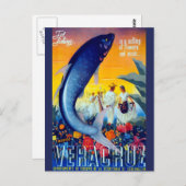 ヴィンテージ魚釣りベラクルスメキシコ旅行観光 ポストカード (正面/裏面)
