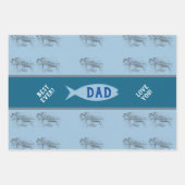 ヴィンテージ魚釣りボートシーン父の日 ラッピングペーパーシート (正面)